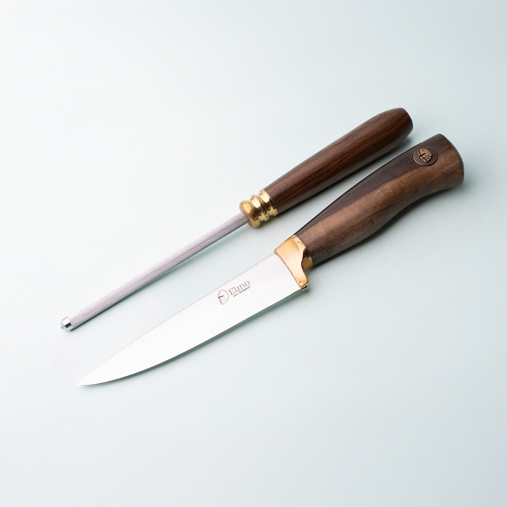 Conjunto Faca e Chaira Cabo Madeira 5"