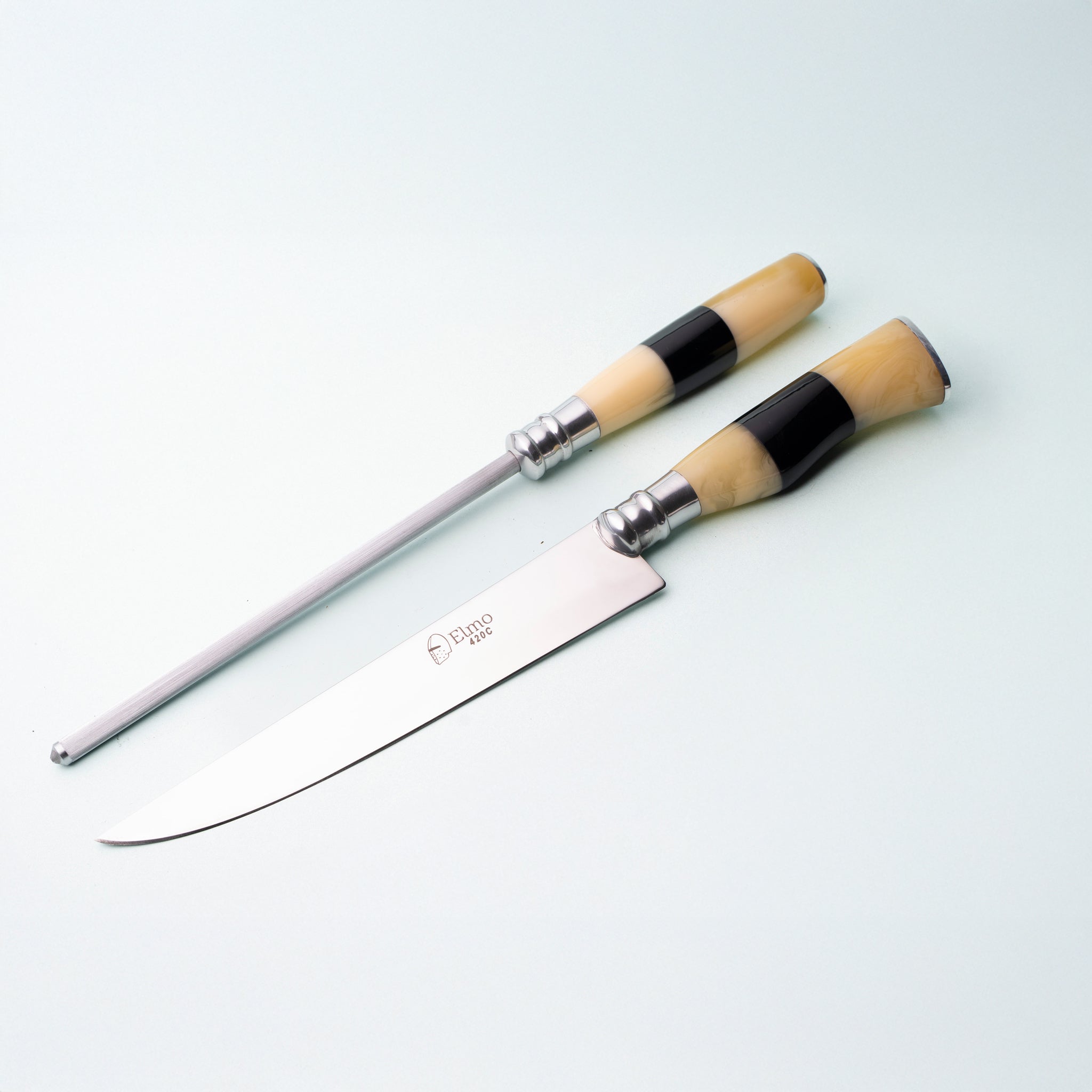 Conjunto Faca e Chaira AL Cabo Osso Chifre