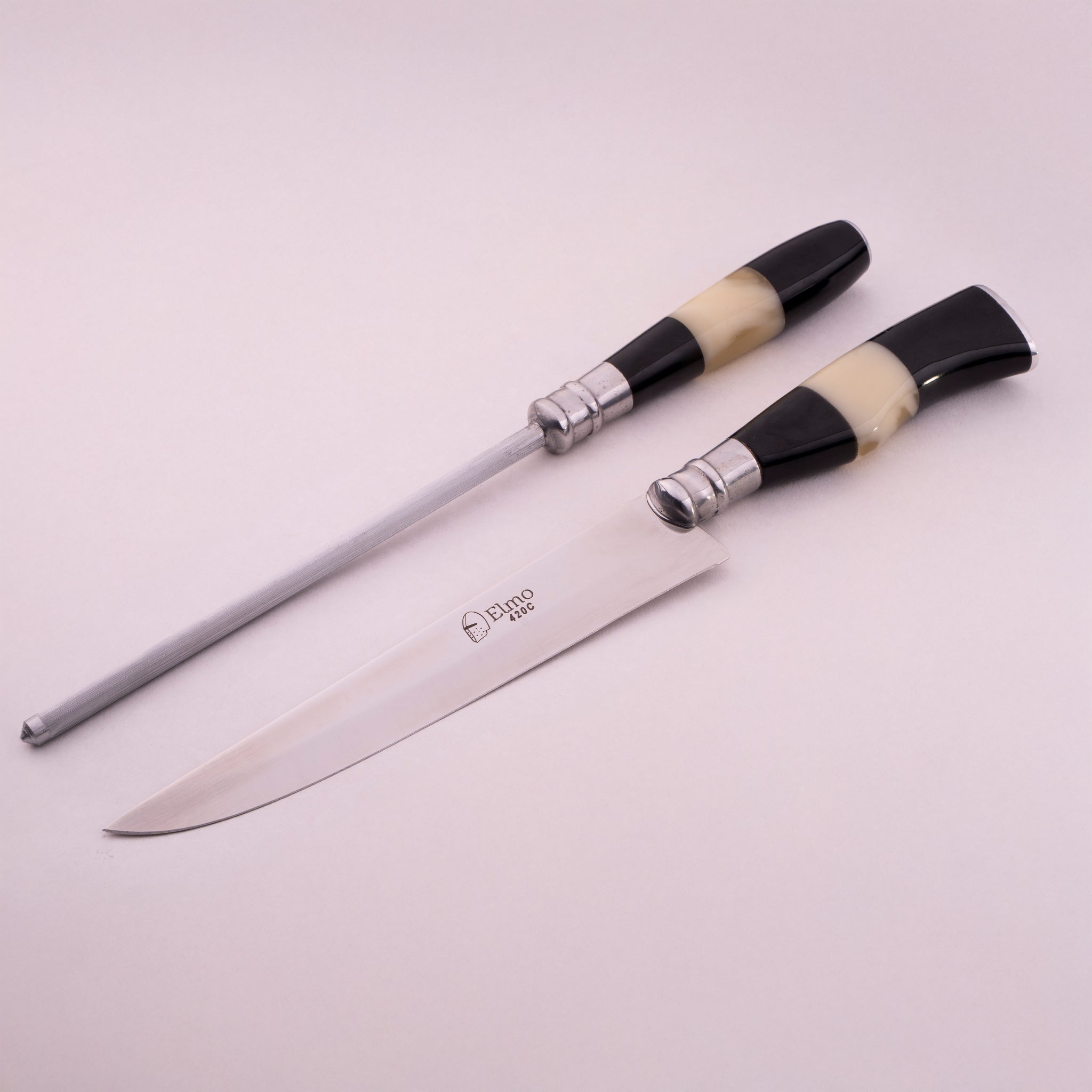 Conjunto Faca e Chaira AL Cabo Chifre Osso