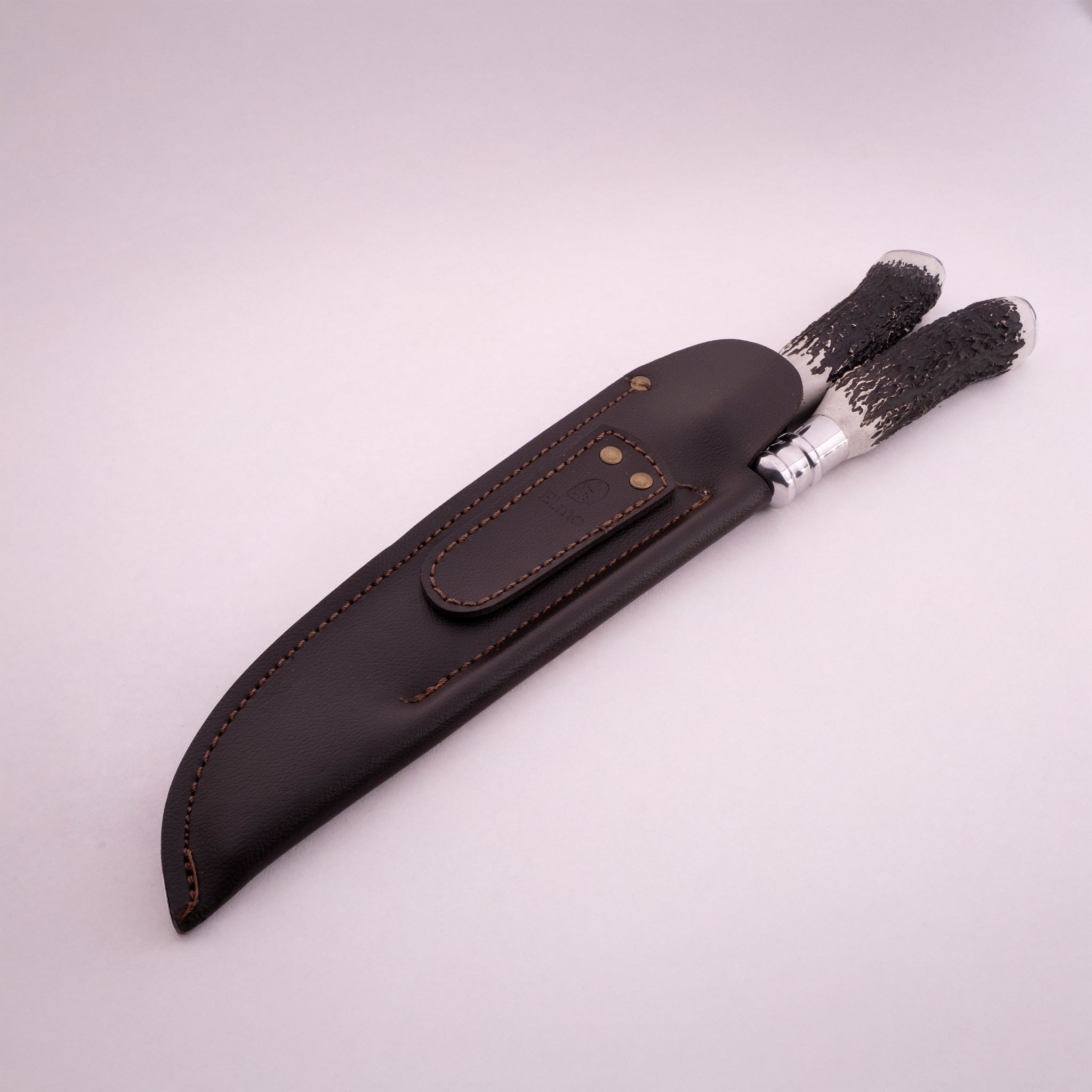 Conjunto Faca e Chaira AL Cabo Chifre de Cervo