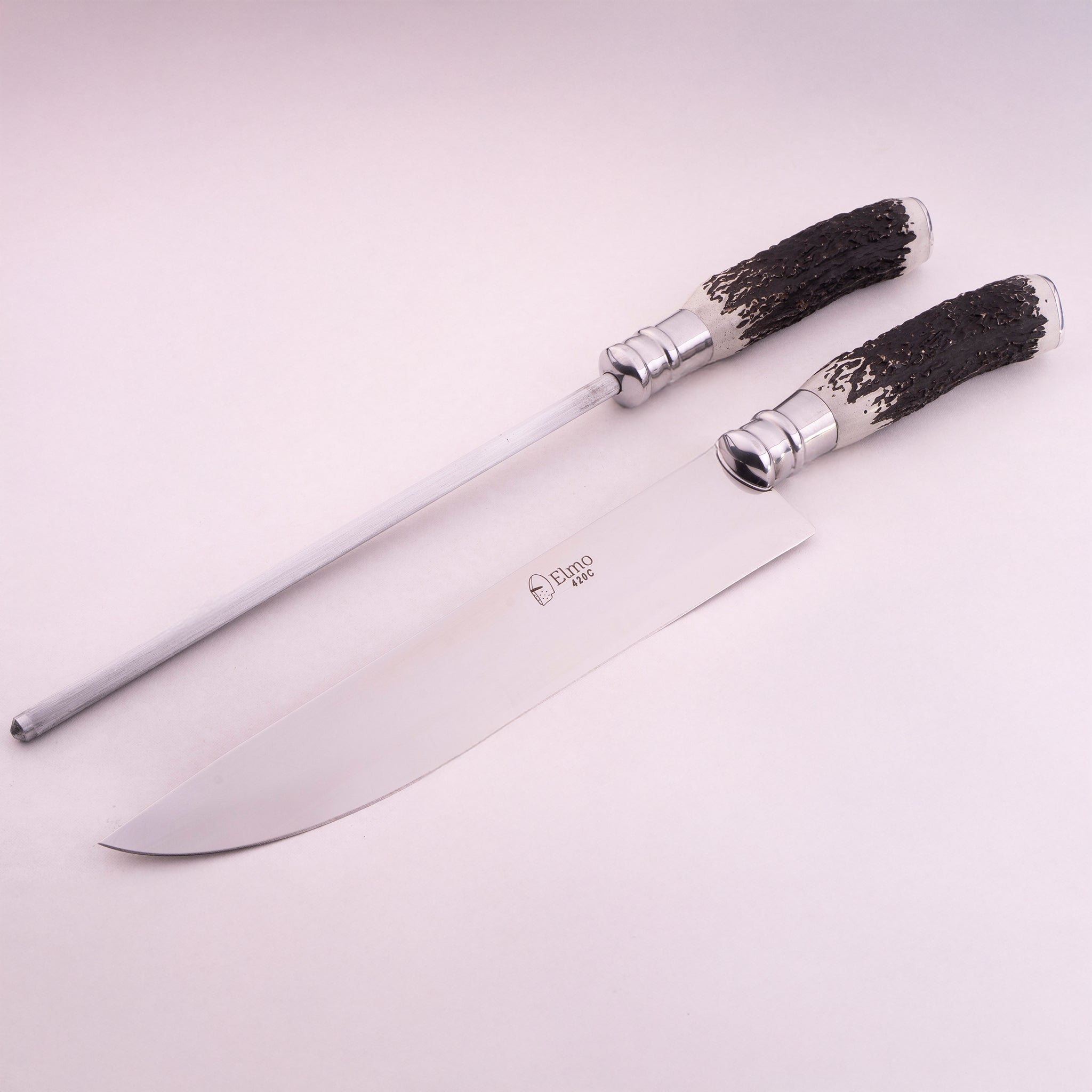 Conjunto Faca e Chaira AL Cabo Chifre de Cervo