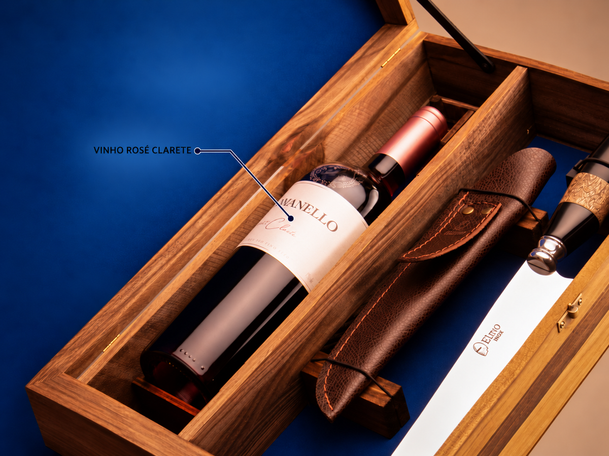 Kit Elmo & Ravanello | Faca Chifre e Madeira + Vinho Rosé Clarete – foto 2