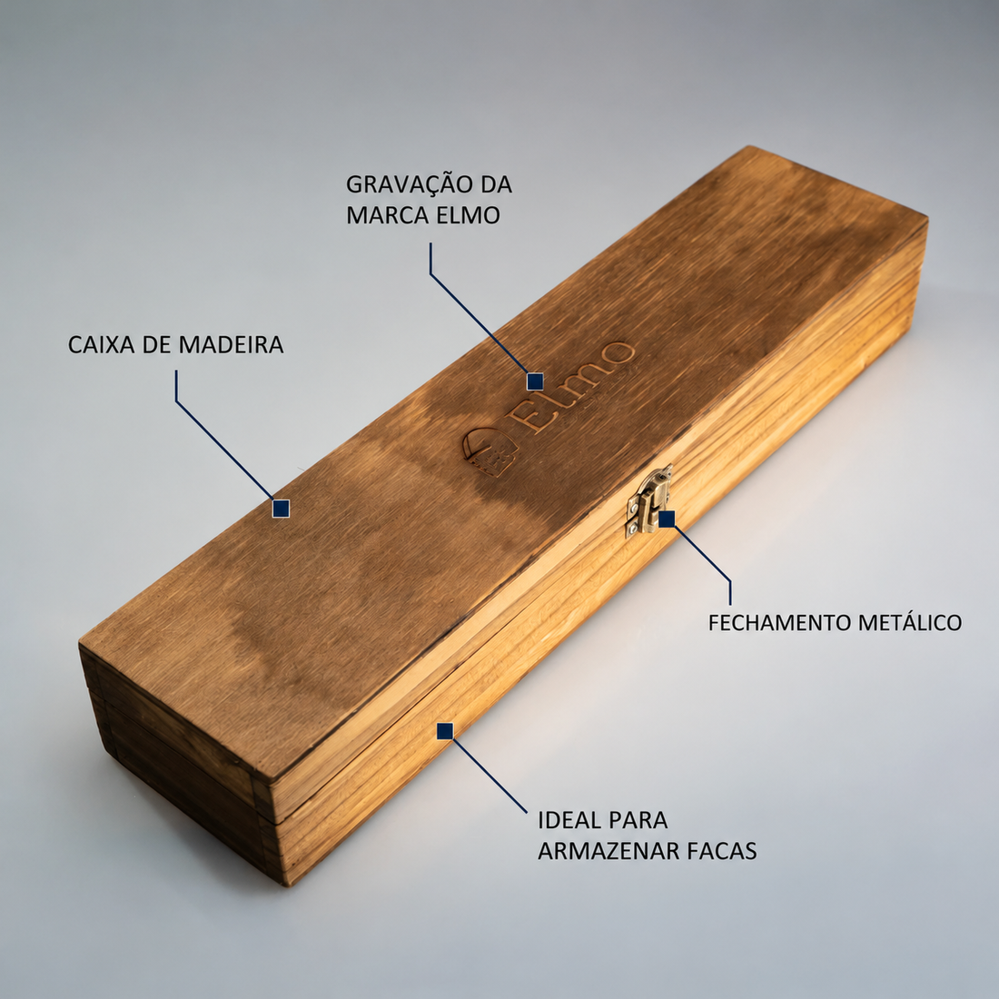 Caixa de Madeira para Facas Elmo