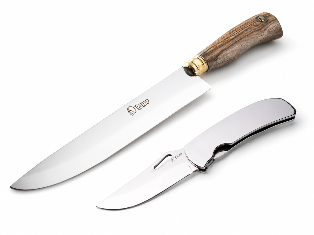 KIT Profissional | Canivete Monobloco + Faca Churrasco 8" Madeira