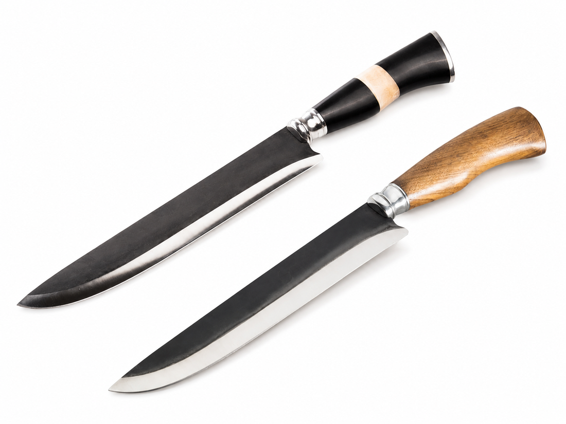 KIT Dupla do Assado | Faca AL Brut Forge 8" Madeira + AL Brut Forge 8" Chifre e Osso
