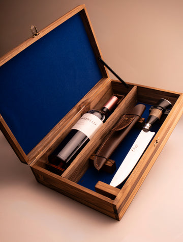 Kit Elmo & Ravanello | Faca Chifre e Madeira + Vinho Rosé Clarete