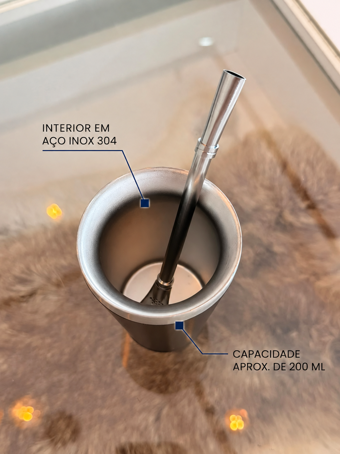 Copo Para Tererê Em Aço Inox Com Canudo – foto 3