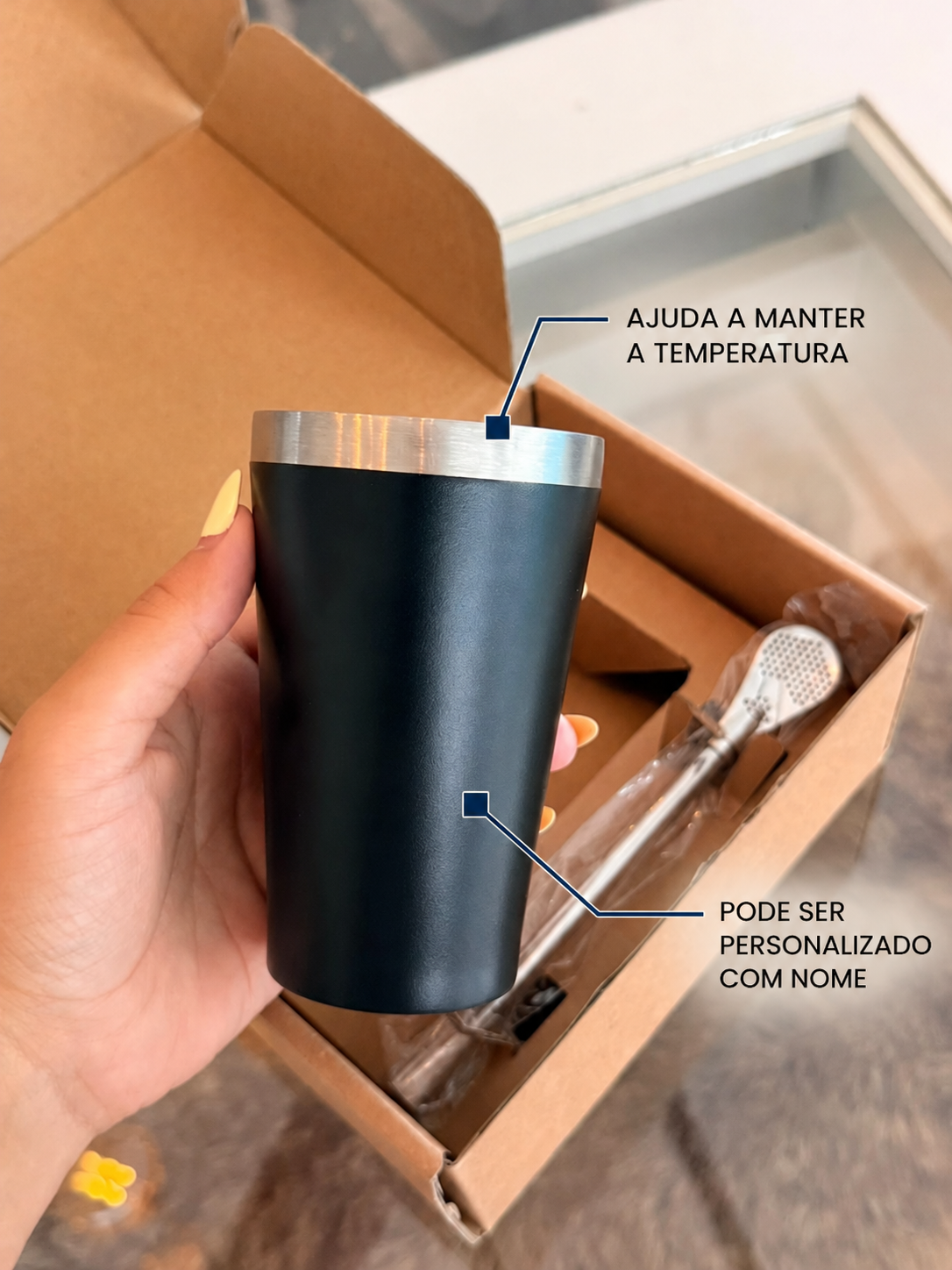 Copo Para Tererê Em Aço Inox Com Canudo – foto 4