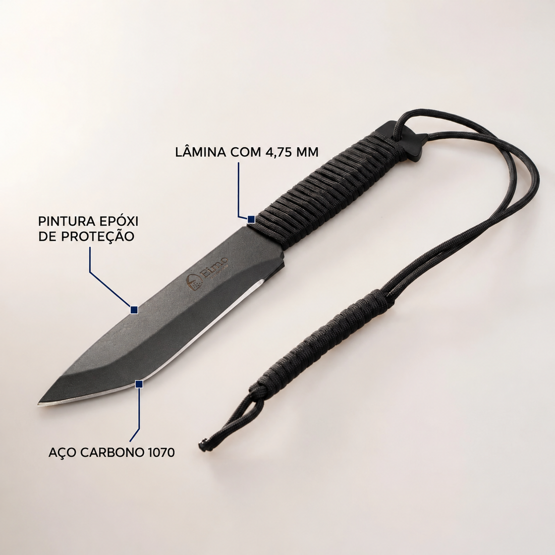 Faca de Caça FR3 com Paracord Preto