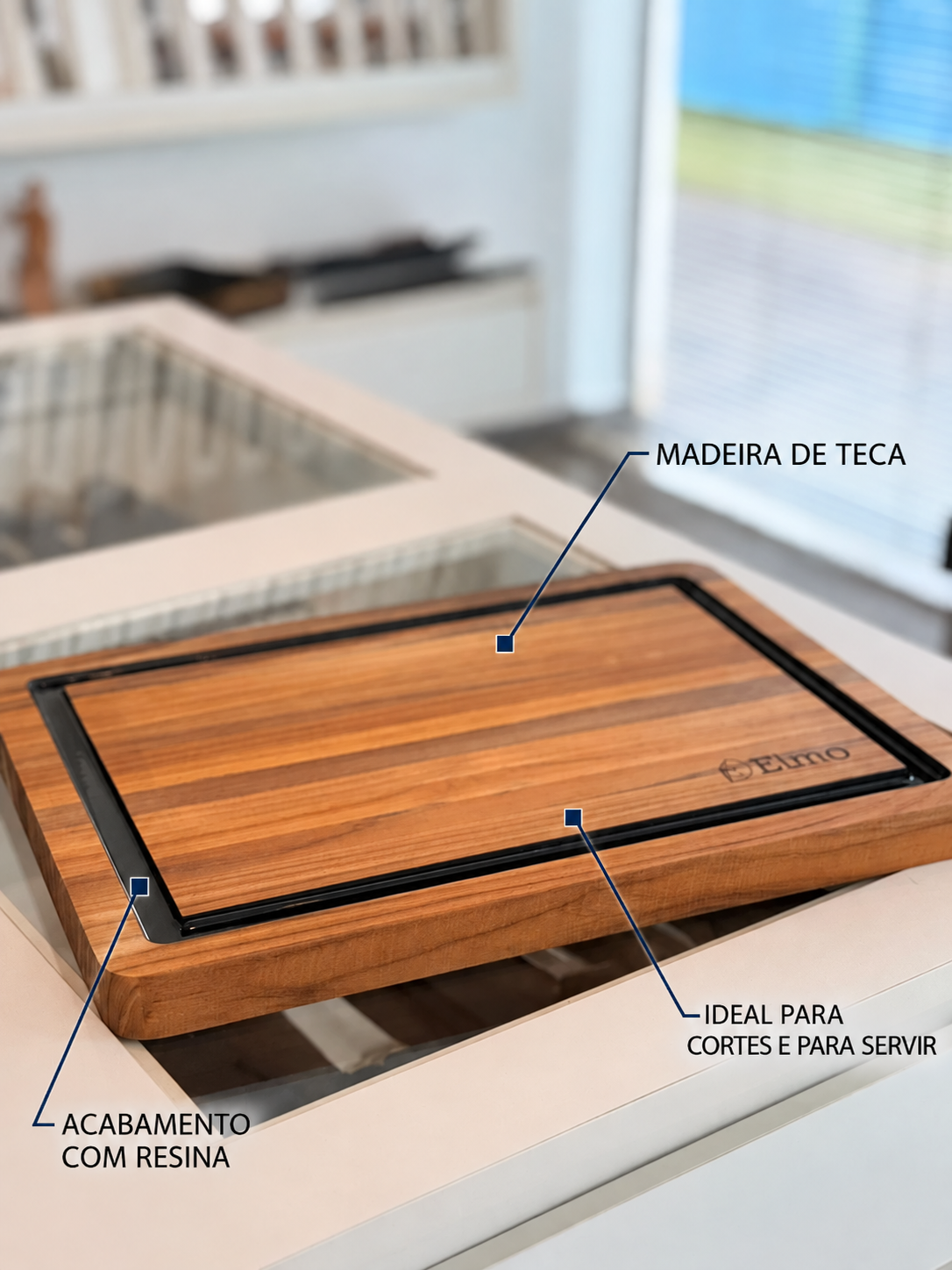 Tábua de Corte Padrão Elmo com Resina - Grande