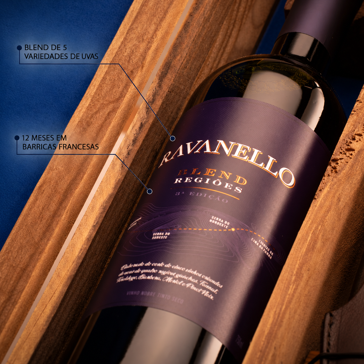 Kit Elmo & Ravanello | Faca Churrasco 8" + Vinho Blend Regiões – foto 3
