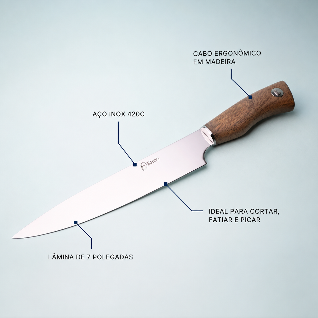 Faca Gourmet 7 Polegadas em Aço Inox