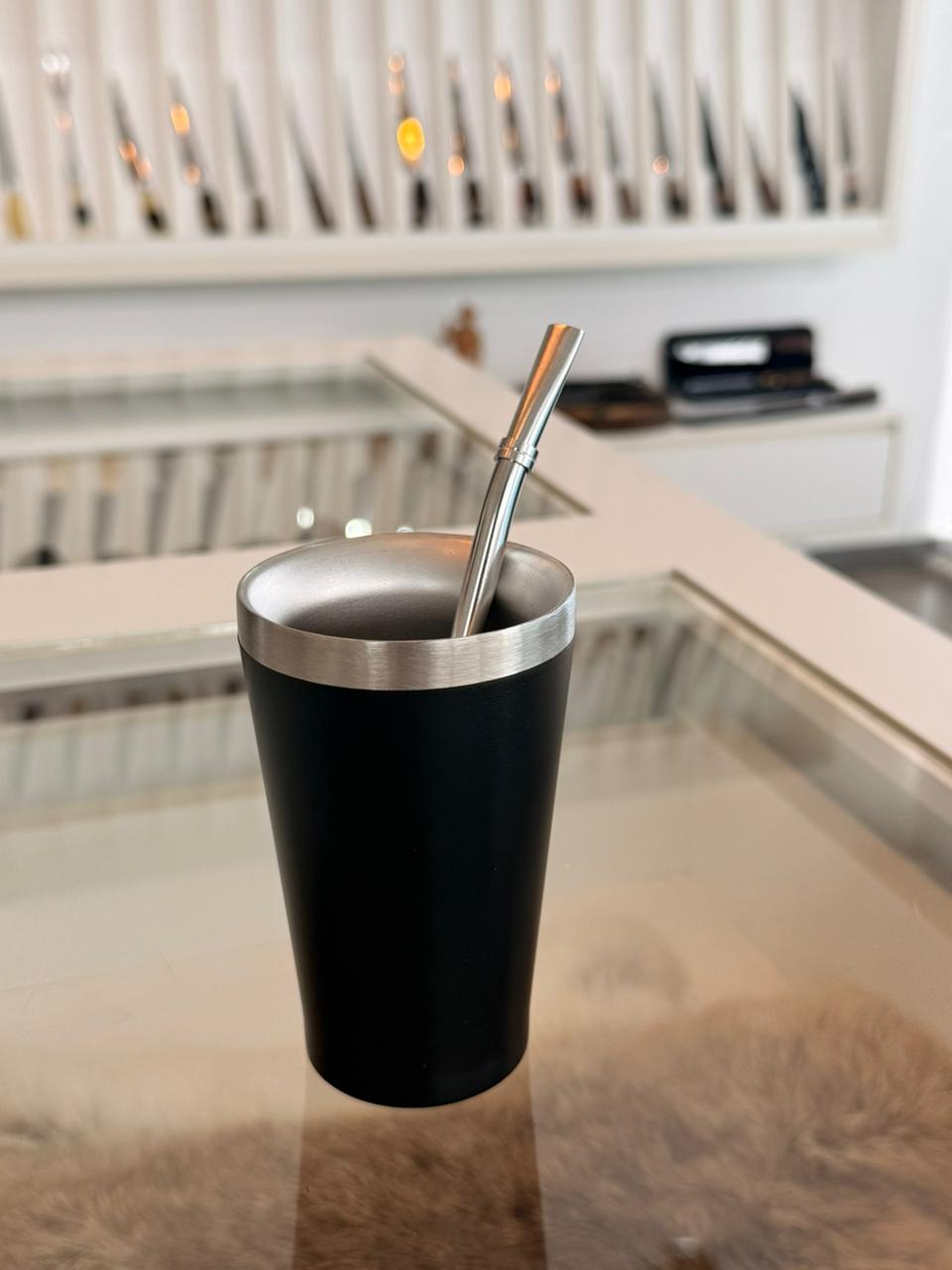 Copo Para Tererê Em Aço Inox Com Canudo