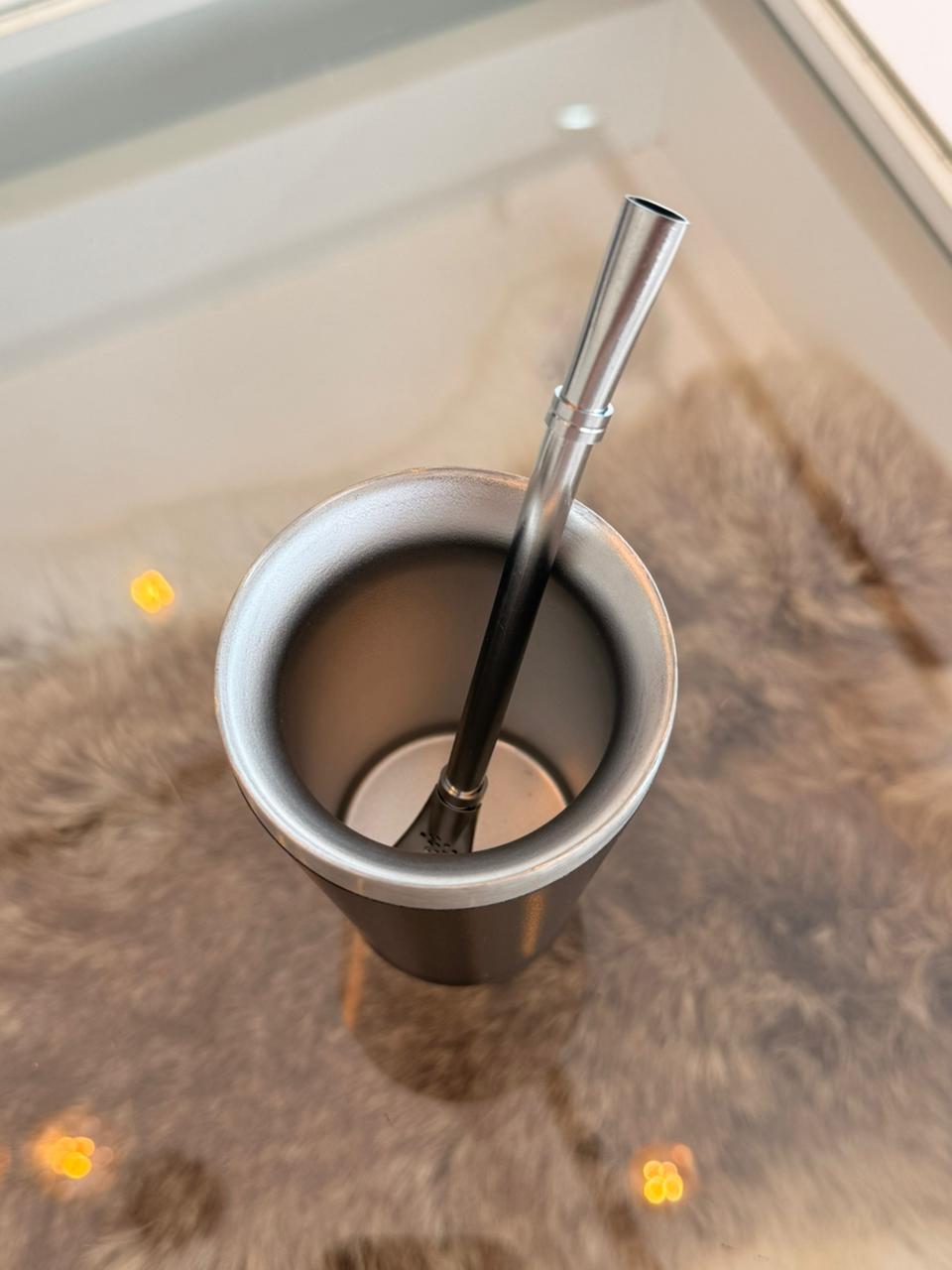 Copo Para Tererê Em Aço Inox Com Canudo